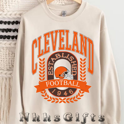 Cleveland Football Retro Style Shirt, Trendy Sweatshirt Cleveland Football Fan Gift, Cleveland Game Day Shirt, Cleveland Sweatshirt