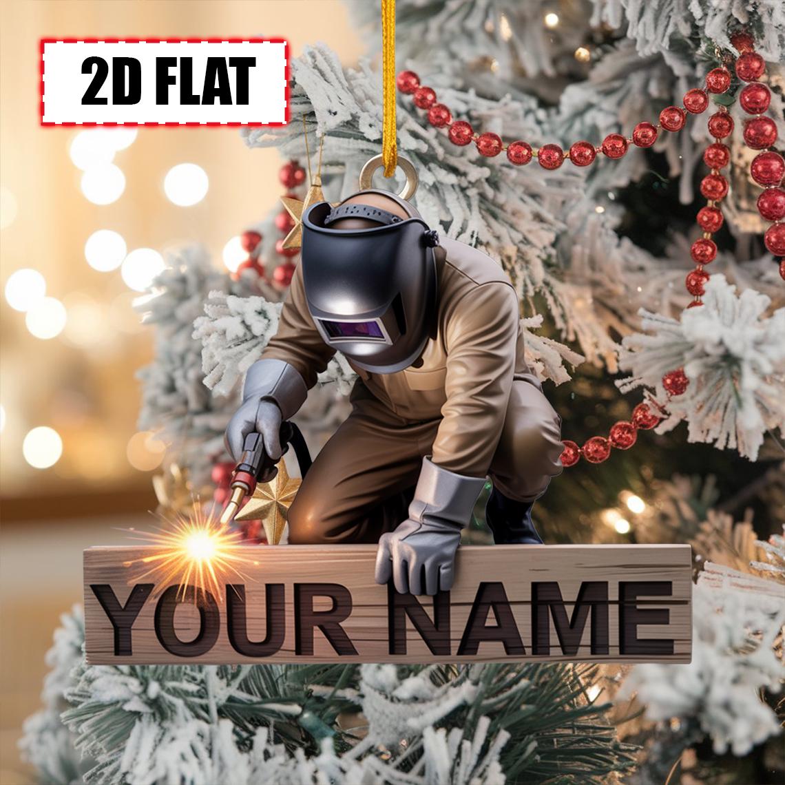 Custom Welder Christmas Ornament – Tree Hanging Decor, Flat 2D Acrylic, Holiday Keepsake Gift for Welding Workers, Metal Fabricators 2025