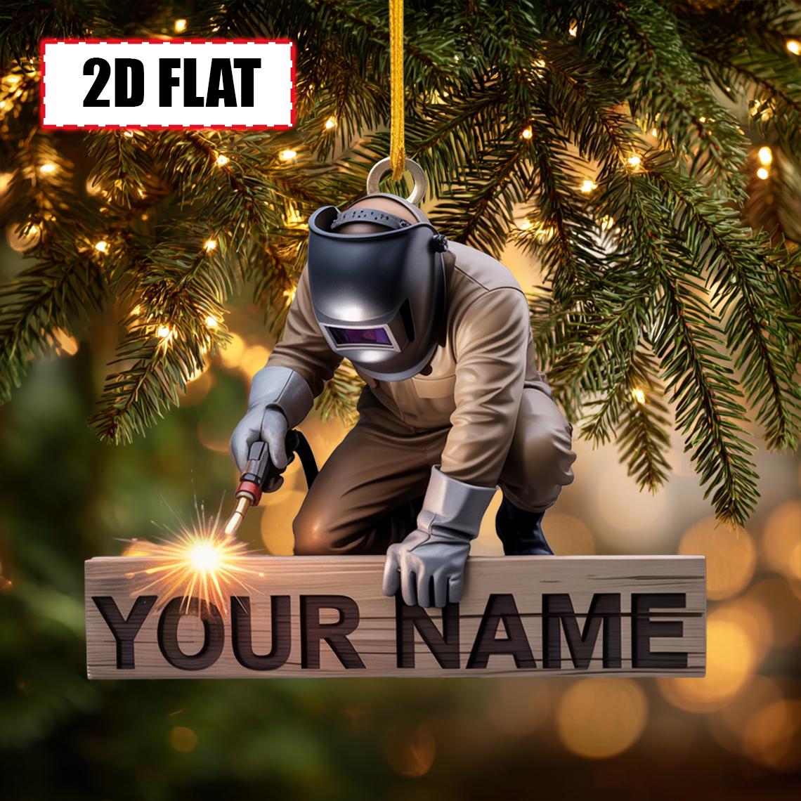 Custom Welder Christmas Ornament – Tree Hanging Decor, Flat 2D Acrylic, Holiday Keepsake Gift for Welding Workers, Metal Fabricators 2025