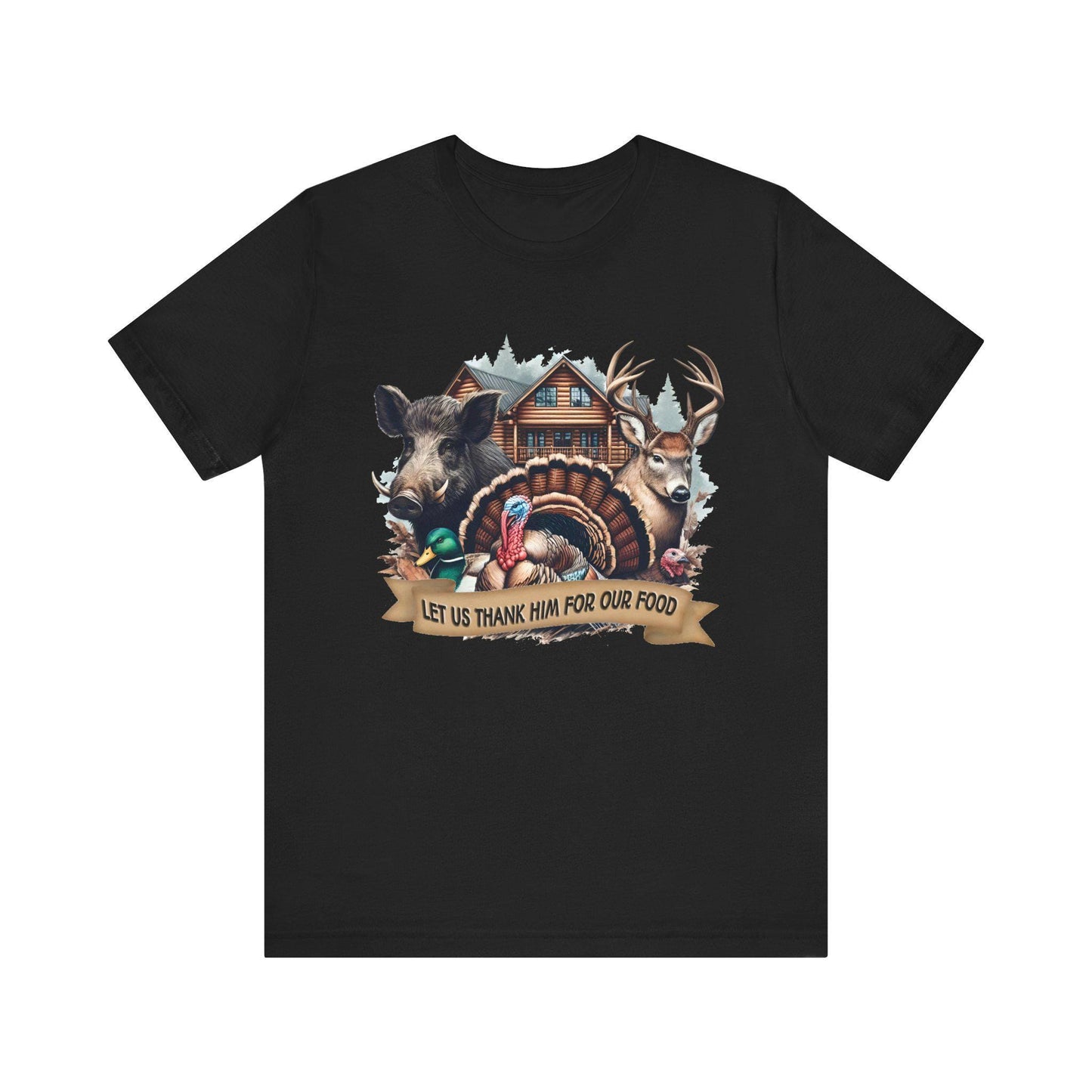 Thankful Hunting Graphic Tee: Unisex Thanksgiving Shirt