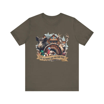 Thankful Hunting Graphic Tee: Unisex Thanksgiving Shirt