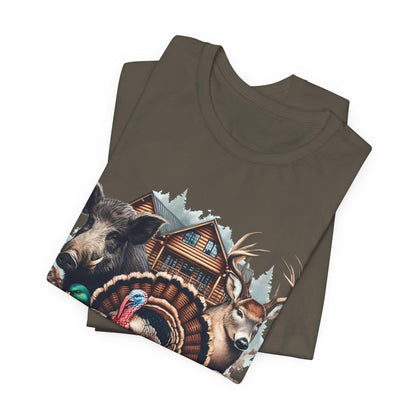 Thankful Hunting Graphic Tee: Unisex Thanksgiving Shirt