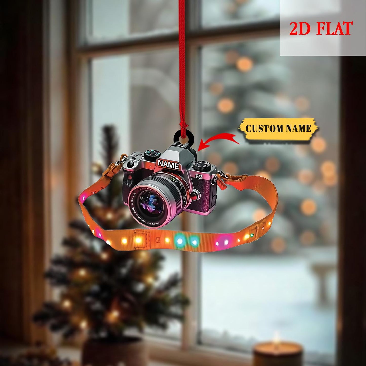 Personalized Camera Christmas 2D Flat Ornament, Gift For Photographer, Camera Photographer Christmas Ornament, Photographer Ornament Decor