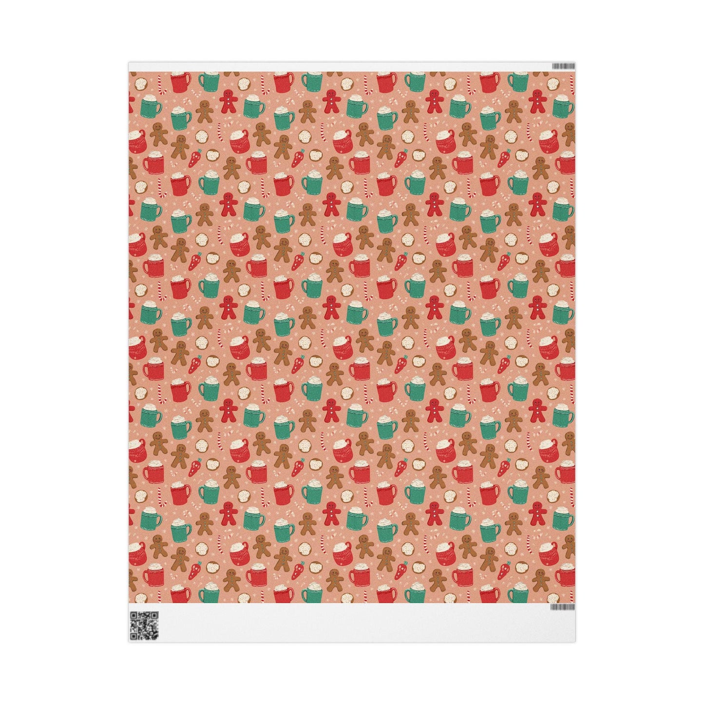 Christmas Gingerbread Man Wrapping Paper, Festive Holiday Gift Wrap, Xmas Present Decoration, Xmas Paper Gift Packaging Roll