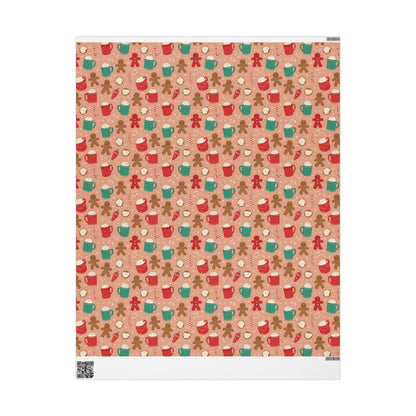 Christmas Gingerbread Man Wrapping Paper, Festive Holiday Gift Wrap, Xmas Present Decoration, Xmas Paper Gift Packaging Roll
