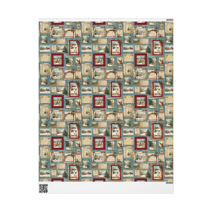 Vintage Christmas Postcard Wrapping Paper Holiday Gift Wrapping Paper Christmas Gift Wrap Xmas Christmas Wrap Paper