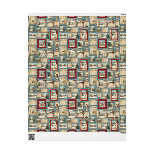 Vintage Christmas Postcard Wrapping Paper Holiday Gift Wrapping Paper Christmas Gift Wrap Xmas Christmas Wrap Paper