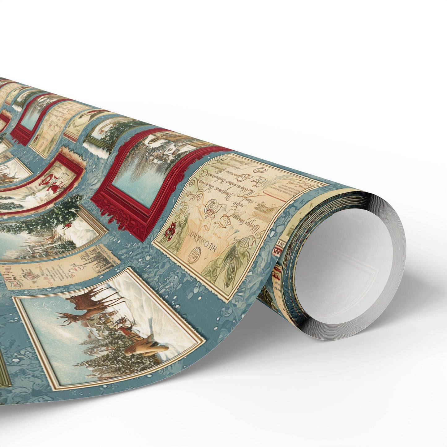 Vintage Christmas Postcard Wrapping Paper Holiday Gift Wrapping Paper Christmas Gift Wrap Xmas Christmas Wrap Paper