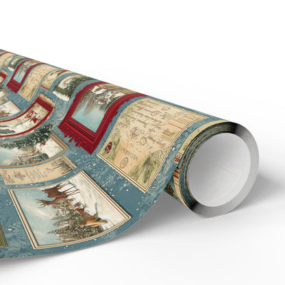 Vintage Christmas Postcard Wrapping Paper Holiday Gift Wrapping Paper Christmas Gift Wrap Xmas Christmas Wrap Paper