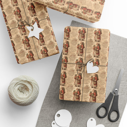 Vintage Victorian Christmas Wrapping Papers, Xmas Gift Wrap, Holiday Present Packaging, Festive Gift Wrap Sheets, Antique Style Decorative