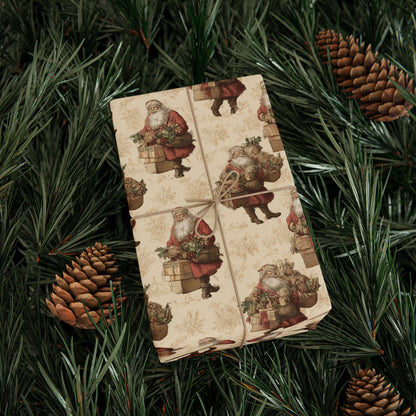 Christmas Wrapping Papers, Vintage Santa Xmas Roll Gift Wrap Paper, Holiday Gift Wrapping, Christmas Gift Wrap, Festive Gift Wrap, Gift Wrap