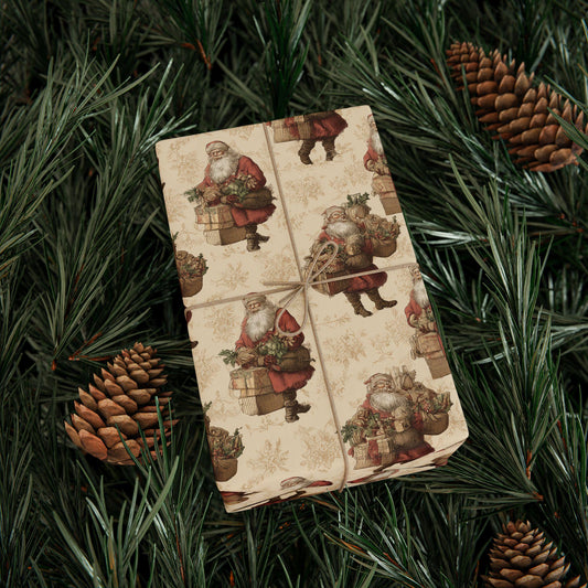 Christmas Wrapping Papers, Vintage Santa Xmas Roll Gift Wrap Paper, Holiday Gift Wrapping, Christmas Gift Wrap, Festive Gift Wrap, Gift Wrap