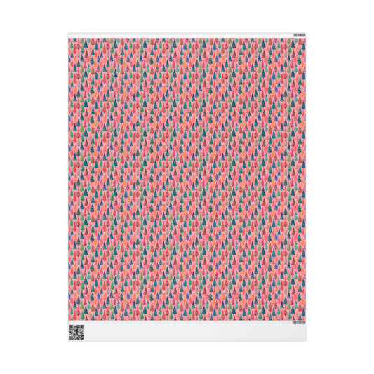 Christmas Wrapping Paper, Preppy Christmas Trees on Pink Wrapping Paper, Christmas Wrap Paper, Pink Christmas Gift Wrap