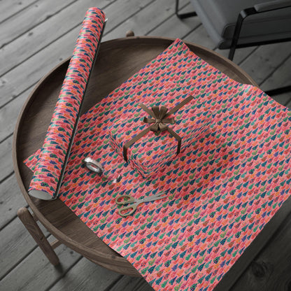 Christmas Wrapping Paper, Preppy Christmas Trees on Pink Wrapping Paper, Christmas Wrap Paper, Pink Christmas Gift Wrap