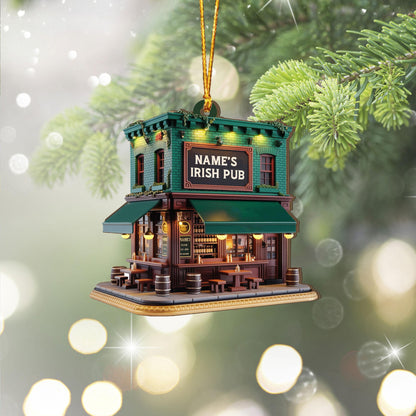 Personalized Irish Pub Ornament, Irish 2D Flat Ornament 2025, Ireland Gifts Shamrock, Irish Christmas Keepsake, Pub Decor Gift For Pub Lover