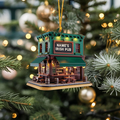 Personalized Irish Pub Ornament, Irish 2D Flat Ornament 2025, Ireland Gifts Shamrock, Irish Christmas Keepsake, Pub Decor Gift For Pub Lover