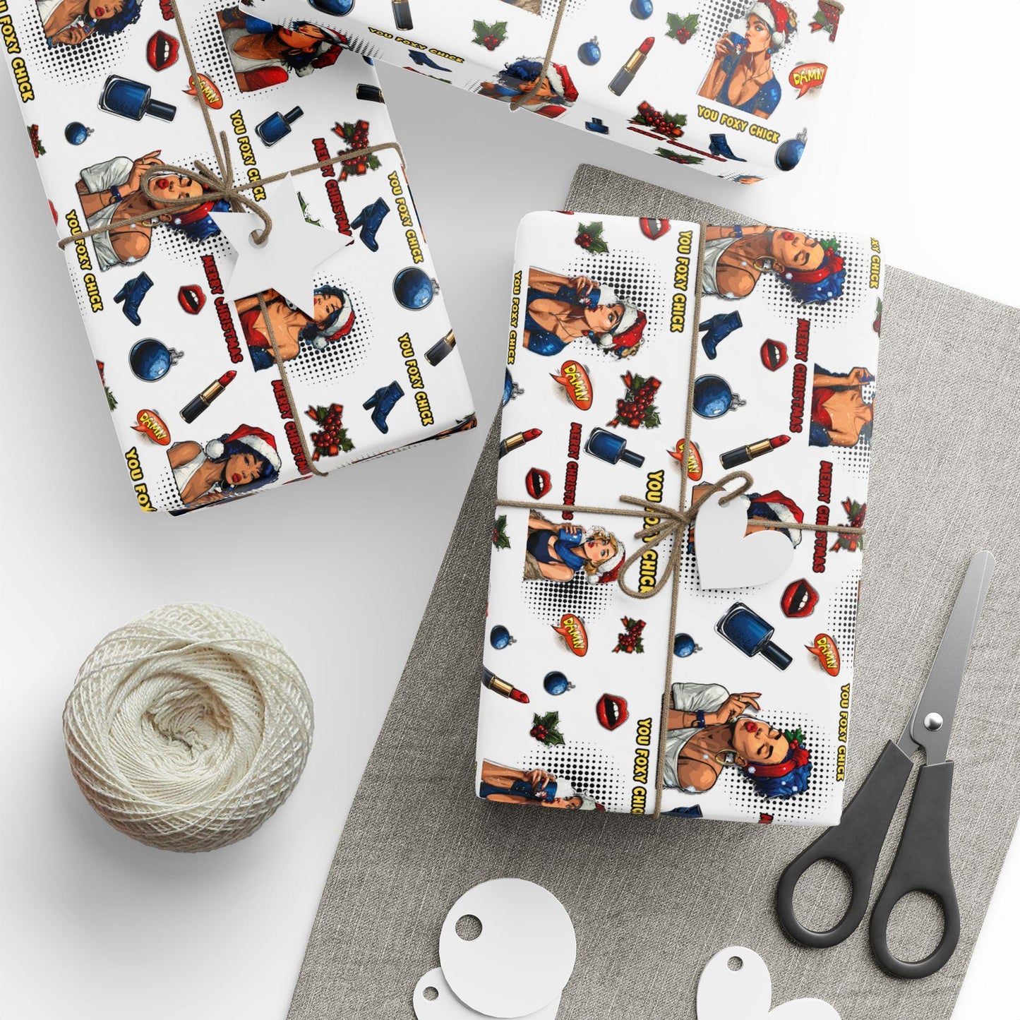 Female Pop Art Christmas Wrapping Paper - Perfect for Women gifting, Birthdays, Parties, Gift Wrap, and Celebrations, Unique Gift Giving