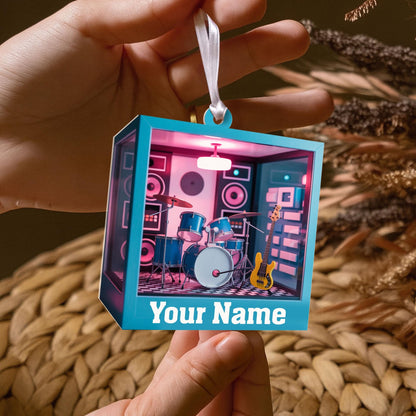Personalized Music Room 2D Flat Ornament, Custom Christmas Ornament, Music Room Ornament, Music Studio Ornament, Musician Christmas Gift
