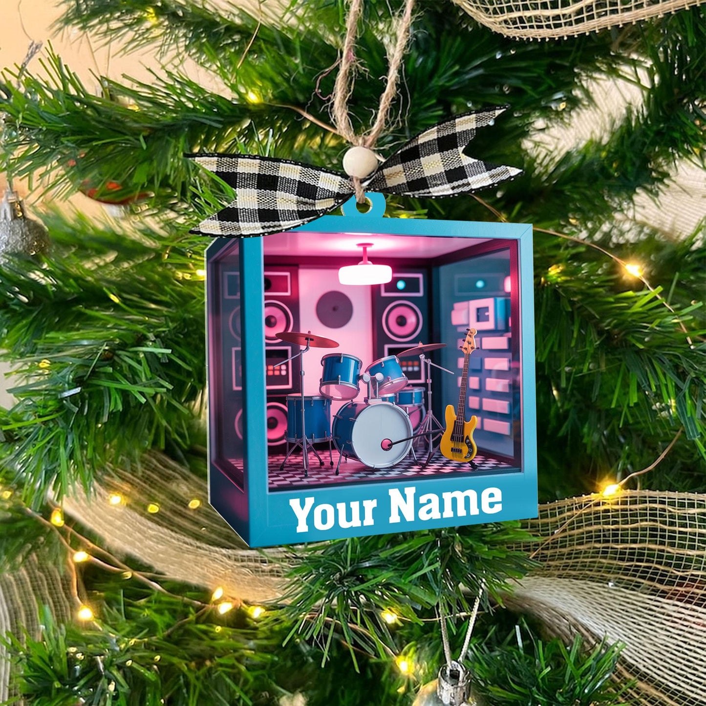 Personalized Music Room 2D Flat Ornament, Custom Christmas Ornament, Music Room Ornament, Music Studio Ornament, Musician Christmas Gift