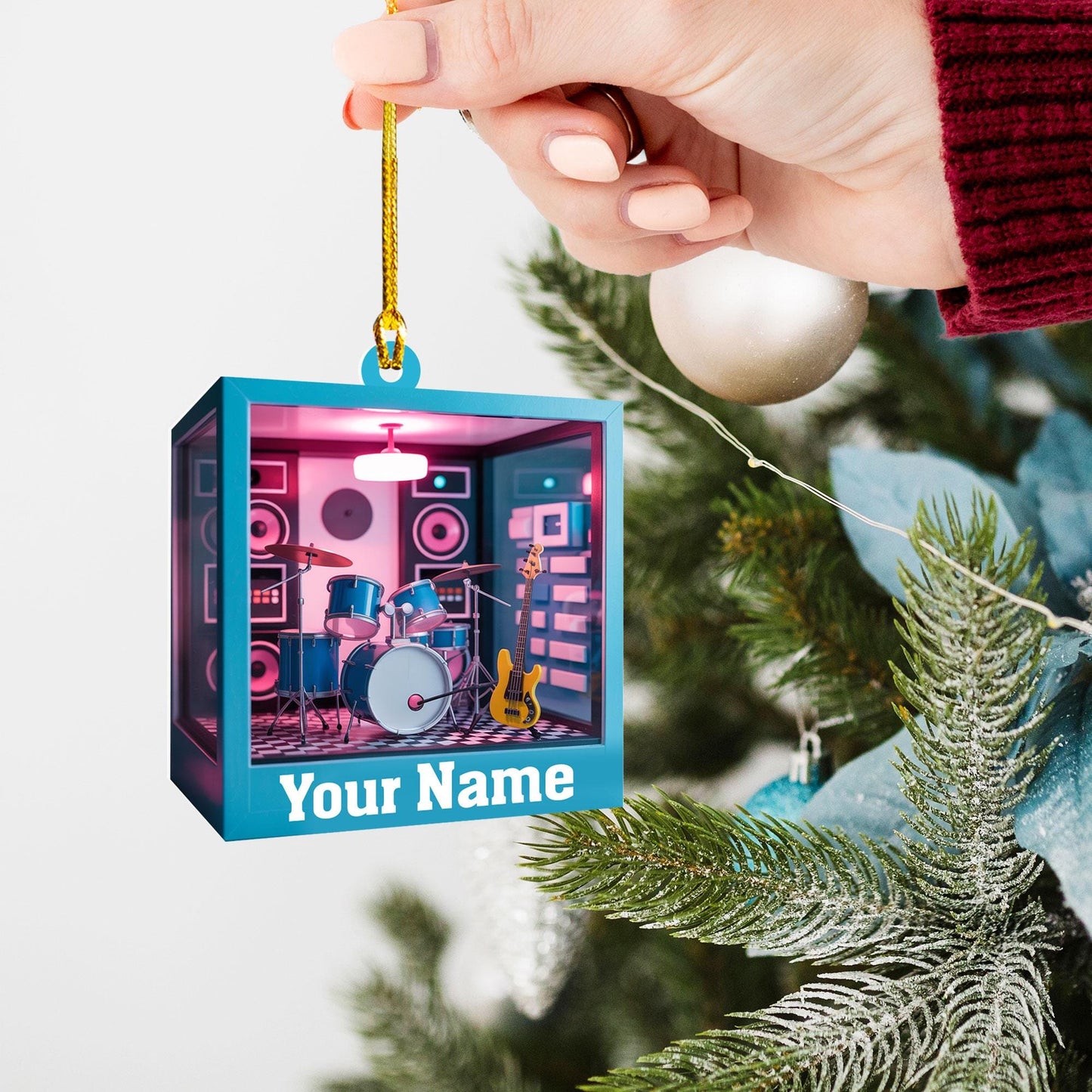 Personalized Music Room 2D Flat Ornament, Custom Christmas Ornament, Music Room Ornament, Music Studio Ornament, Musician Christmas Gift