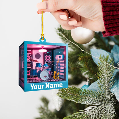 Personalized Music Room 2D Flat Ornament, Custom Christmas Ornament, Music Room Ornament, Music Studio Ornament, Musician Christmas Gift