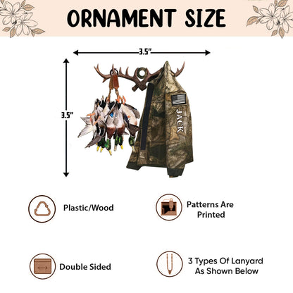 Personalized Hunting 2D Flat Ornament, Custom Duck Hunting Christmas Tree Ornament, Hunting Vest Christmas, Gift for, Dad, Husband, Hunter