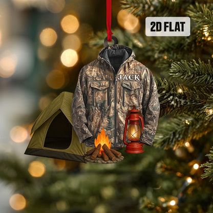 Personalized Camping 2D Flat Ornament, Custom Camping Christmas Tree Ornament, Hiking Ornament, Outdoor Adventure, Camping Gift for Him