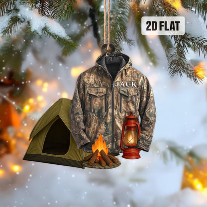 Personalized Camping 2D Flat Ornament, Custom Camping Christmas Tree Ornament, Hiking Ornament, Outdoor Adventure, Camping Gift for Him