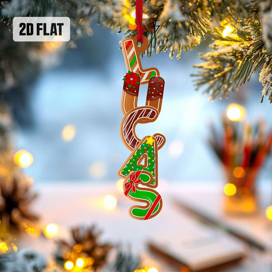 Personalized Christmas Name Ornament, Custom Gingerbread Cookie Letters Christmas Ornament, Christmas Home Decor, Holiday Gift for Kids