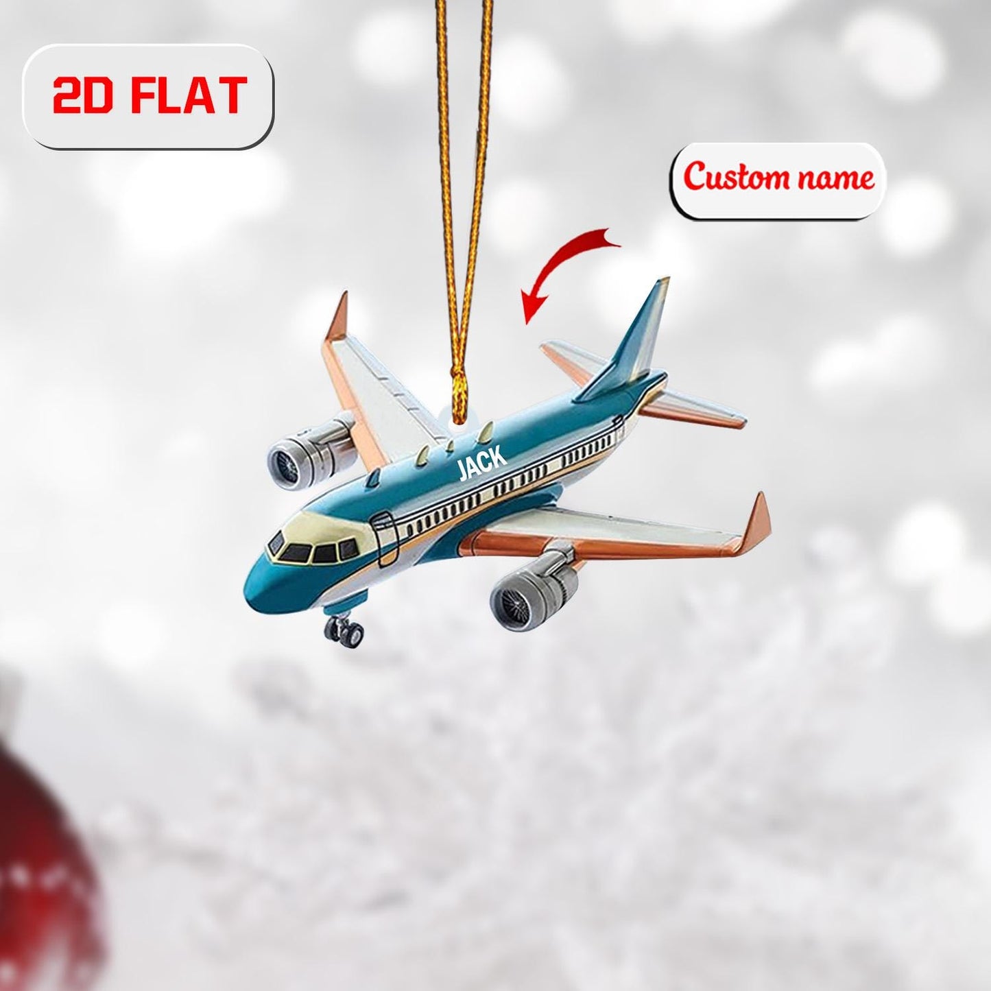 Custom Airplane Ornament, Personalized Pilot Christmas Decoration, Unique Aviation Holiday Gift, Custom Name Flight Attendant Ornament