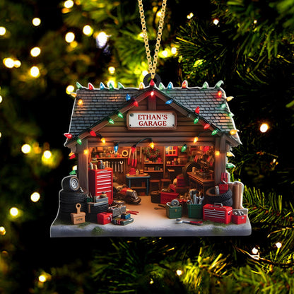 Personalized Garage Flat Ornament, Mechanic Ornament, Car Enthusiasts, 2D Acrylic Flat Ornament Not 3D, Mechanic Repair Shop Decor