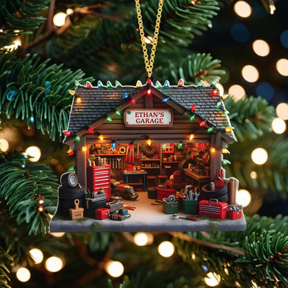 Personalized Garage Flat Ornament, Mechanic Ornament, Car Enthusiasts, 2D Acrylic Flat Ornament Not 3D, Mechanic Repair Shop Decor