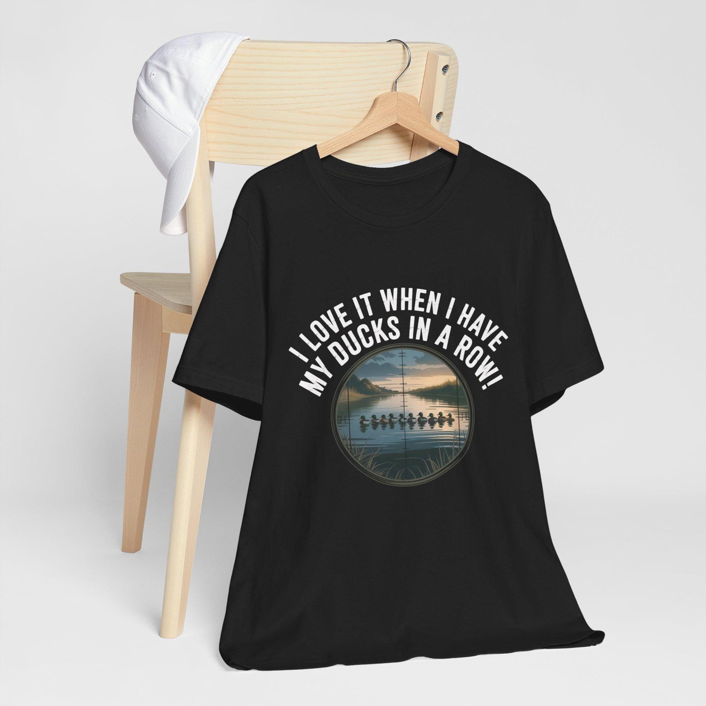 Playful Ducks in a Row Hunting T-Shirt - Mens Short Sleeve Tee, Funny Gift for Animal Lovers, Casual Wear, Birthday, Humor