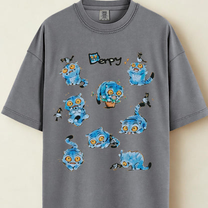 Blue Tiger Graphic Tee: Comfort Colors Funny Animal Shirt