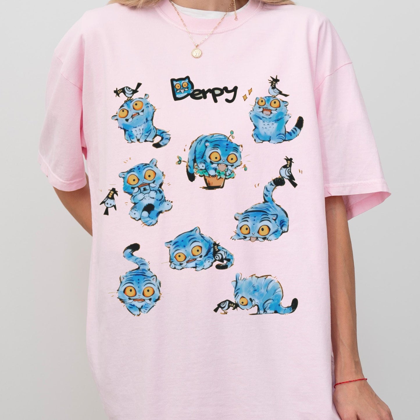 Blue Tiger Graphic Tee: Comfort Colors Funny Animal Shirt