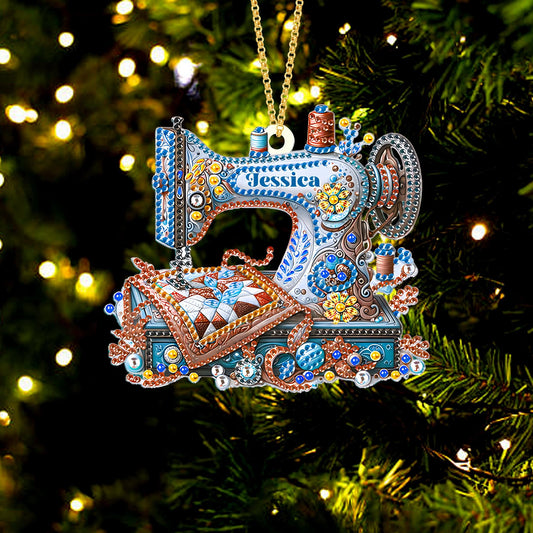 Sewing Machine Ornament, Personalized Sewing Machine Keepsake, Gift For Sewing Lovers, Loved Sewing Box Ornament, 2D Flat Acrylic Ornament
