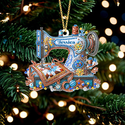 Sewing Machine Ornament, Personalized Sewing Machine Keepsake, Gift For Sewing Lovers, Loved Sewing Box Ornament, 2D Flat Acrylic Ornament