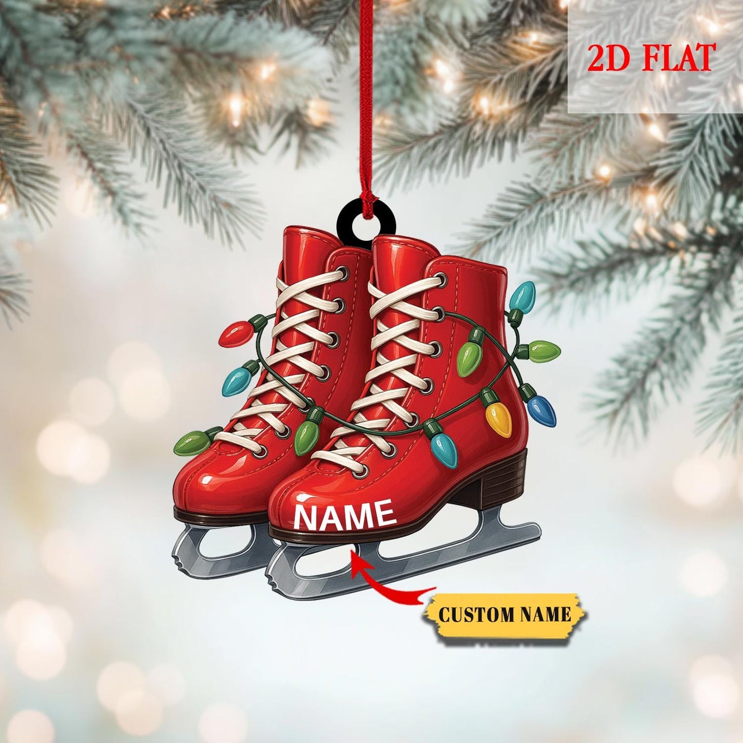 Personalized Roller Skate, Roller Derby Christmas Light Car Ornament, Love Roller Skate Christmas Ornament,  Xmas Tree Decor Gift