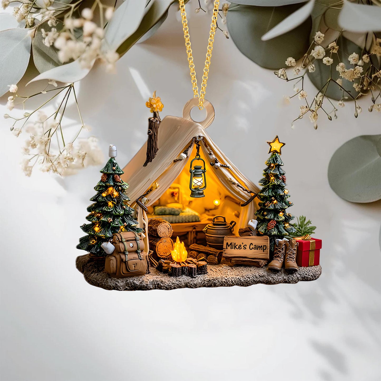 Personalized Name Camping Ornaments for Christmas Tree 2025, Camper Christmas Ornaments, Xmas Decoration, 2D Flat Acrylic Christmas Ornament