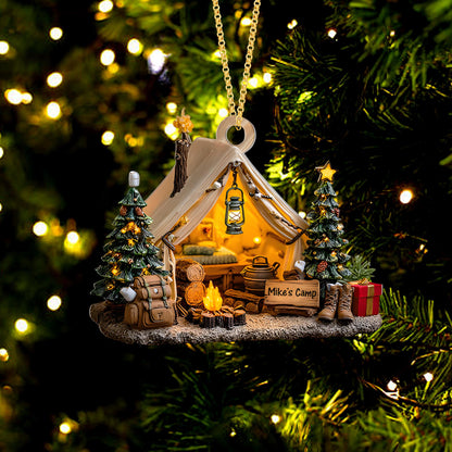 Personalized Name Camping Ornaments for Christmas Tree 2025, Camper Christmas Ornaments, Xmas Decoration, 2D Flat Acrylic Christmas Ornament