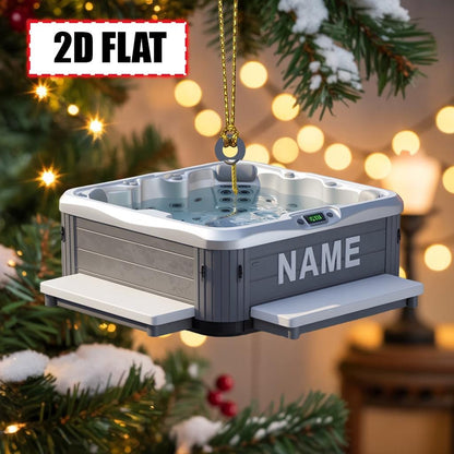 Personalized Hot Tub Christmas Ornament Tree Hanging Decor Flat 2D Acrylic Custom Spa Gift for Relaxation Lovers, Pool Owners, Family Friend