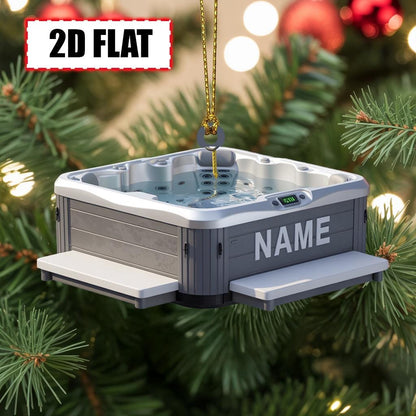 Personalized Hot Tub Christmas Ornament Tree Hanging Decor Flat 2D Acrylic Custom Spa Gift for Relaxation Lovers, Pool Owners, Family Friend