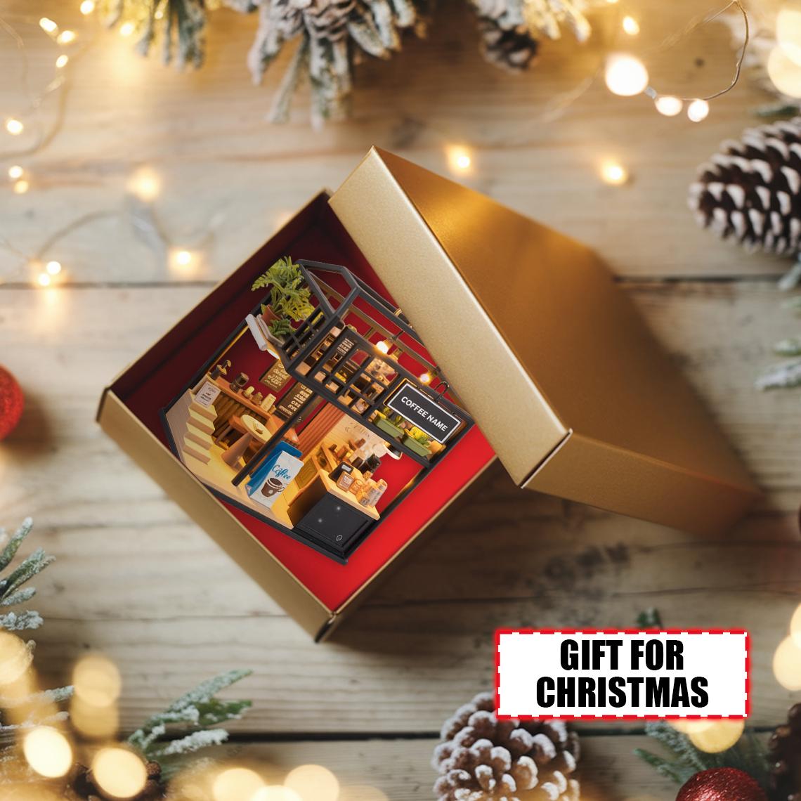 Personalized Coffee Shop Christmas Ornament Tree Hanging Decor Flat 2D Acrylic Custom Café Gift for Coffee Lovers, Baristas, Café Owners