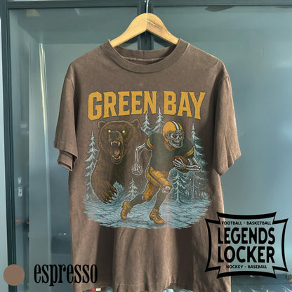 Retro Green Bay Football T-Shirt, Vintage Packers Game Day Graphic Tee, Old School Football Shirt, Green Bay Fan Apparel