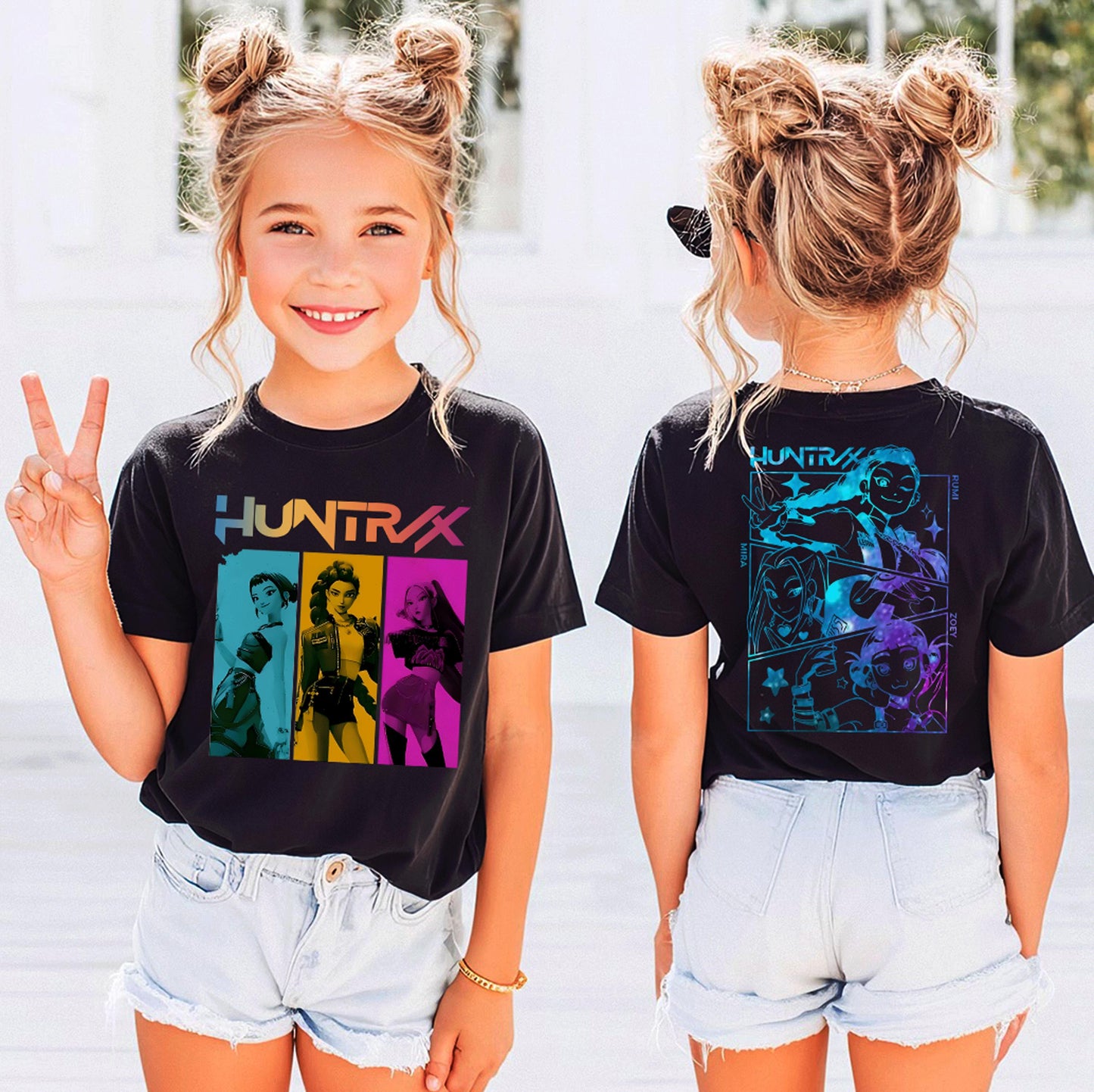 Huntrix T Shirt, Demon Hunters Shirt, Huntrix Girls T Shirt, Mira Rumi Joey Shirt, Demon Hunter Kids Shirt, Gift For Kpop Fan, Kpop Movie