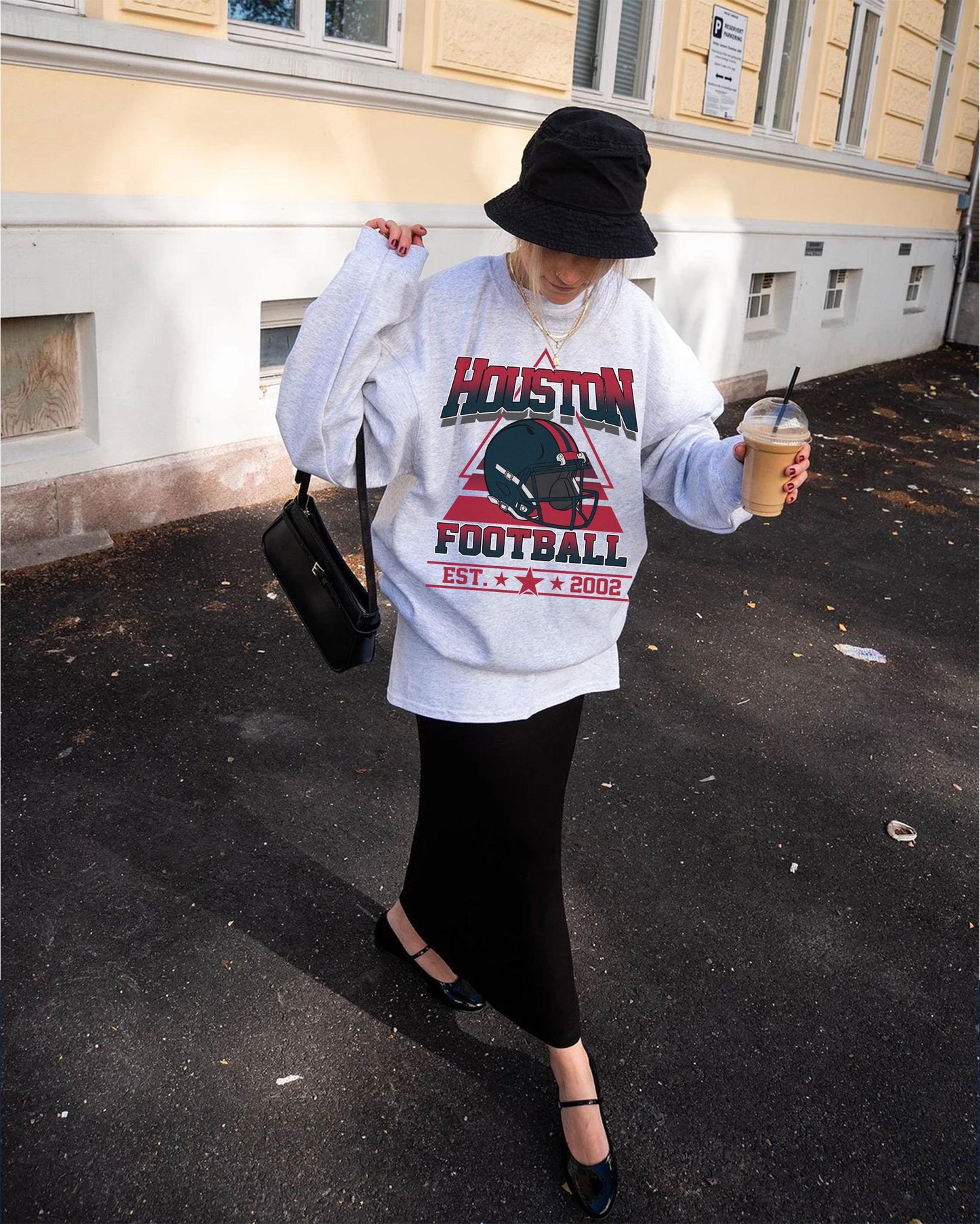 Houston Football Vintage 90s Style Sweatshirt, Houston Football Shirt, Sunday Football Shirt, Retro Houston Crewneck Sweatshirt, Game Day