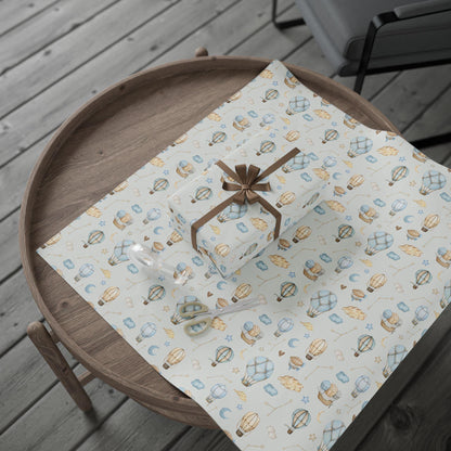 Watercolor Hot Air Balloon Wrapping Paper: Whimsical Adventure, Boys Gift Wrap