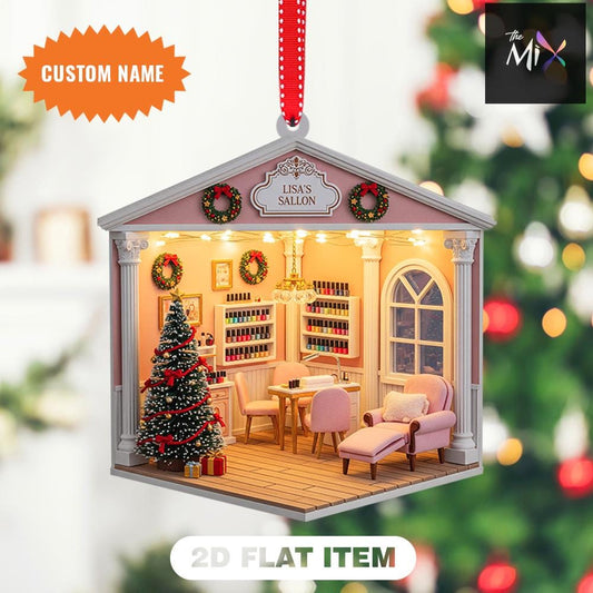 Personalized Nail Salon Christmas Ornament, Nail Tech Tree Decoration, Nail Salon Xmas Decor, Gift for Nail Artist