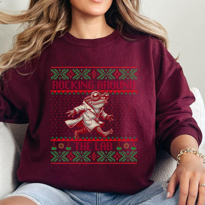 Rockin' Around the Christmas Tree Shirt Ugly Christmas Big Frog Shirt Science Nerd Shirt Funny Christmas Ugly Xmas