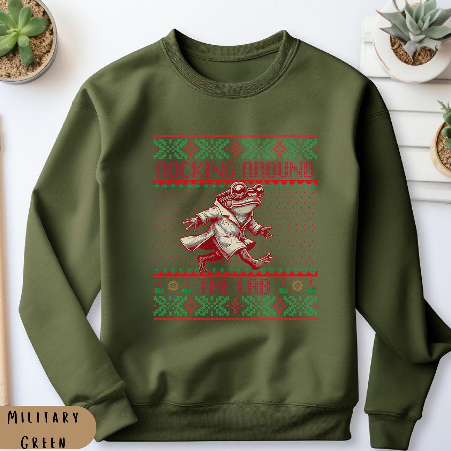 Rockin' Around the Christmas Tree Shirt Ugly Christmas Sweater Big Frog Shirt  Science Nerd Shirt Funny Christmas Sweater Ugly Xmas Sweater